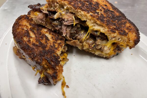 Short rib grilled cheese with caramelized onions and sharp cheddar cheese.By Chef Wendell White