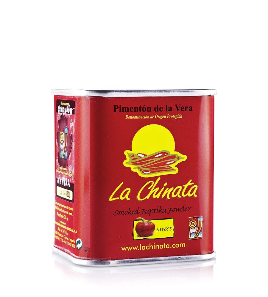 “La Chinata smoked paprika tin — rich, smoky Spanish seasoning used in soulful comfort recipes.”